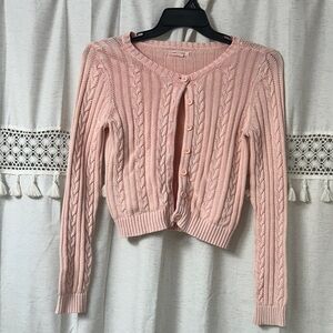 American Eagle Outfitters Blush Pink Cable Knit Button Cardigan
